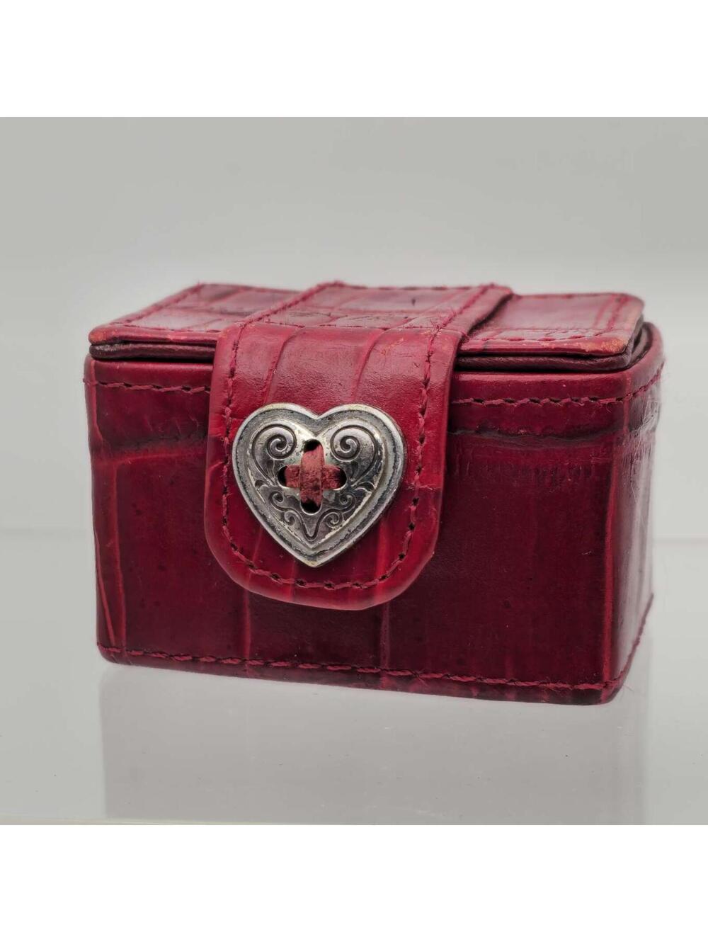 Brighton Red Croc-Like Pattern Trinket Box Heart Snap 3.0 x 1.5"